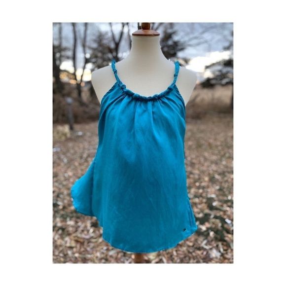 Y2K Teal GUESS Siouxi Dream Top Silk Cotton Open Deadstock NWT Sz XS - Picture 1 of 15